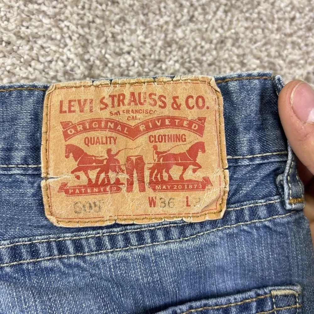 Levis 505 Jeans‎ Mens 36x32 Blue Medium Wash Relaxed Straight Leg Denim Casual